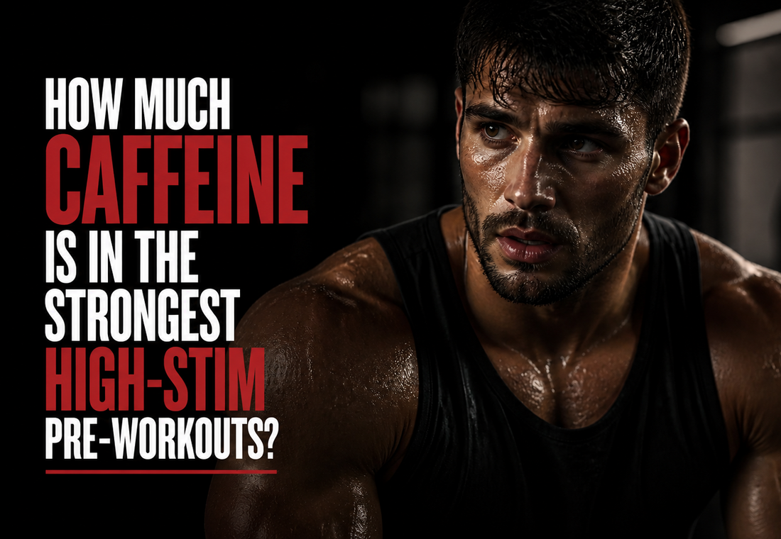 a man sweating in a gym setting with text about caffeine and preworkouts
