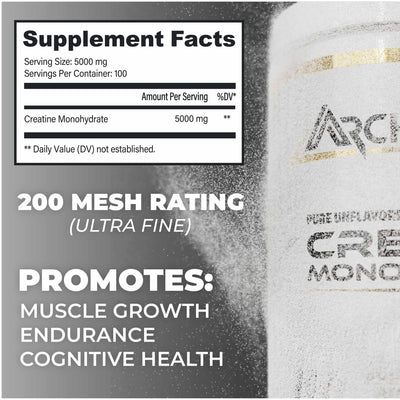Supplement container with label showing supplement facts and promotional text.