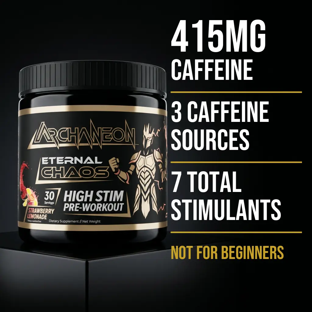 Caution — 415mg caffeine from 3 sources · 7 total stimulants · not for beginners.